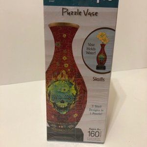 puzzle vase skull decor flowers